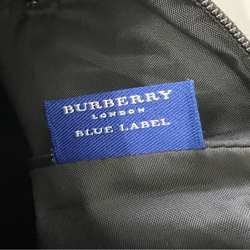 Burberry blue label black nylon tan nova check trim shoulder hobo bag - Picture 10 of 12